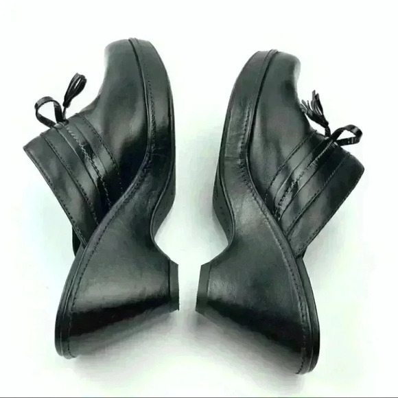 Ecco mules size 38 7-7.5 black leather bow - Picture 5 of 13